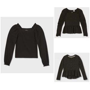 Art Class Girls' 3 Piece Long Sleeve Top Black  Size S 6/6X New